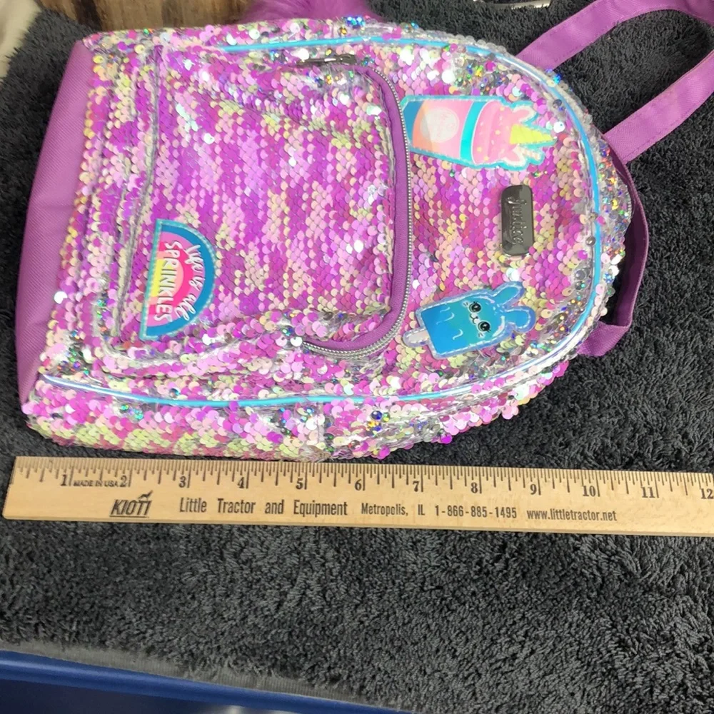 Justice‎ sequined backpack purple